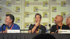 Daniel Way ponders a Deadpool-less future, while Neal Adams and Axel Alonso enjoy the panel.