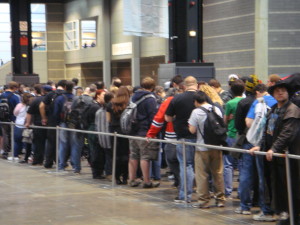 Saturday's Crowd Waits to Enter