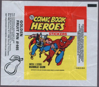 1975 Topps Marvel Stickers wrapper