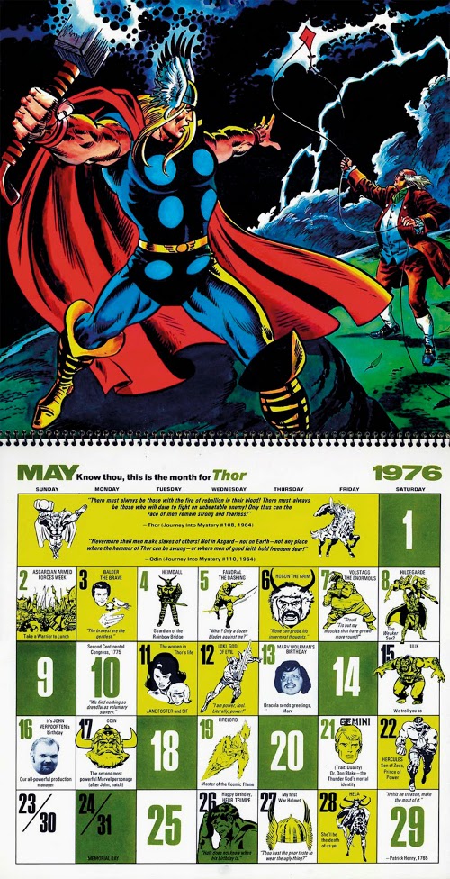Marvel 1976 Bicentennial Calendar May by John Buscema