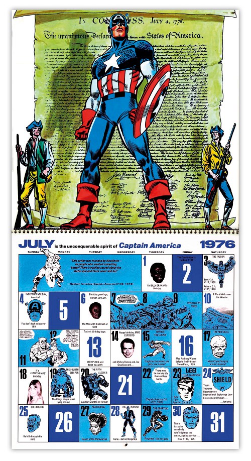 Marvel 1976 Bicentennial calendar July by John Romita Sr