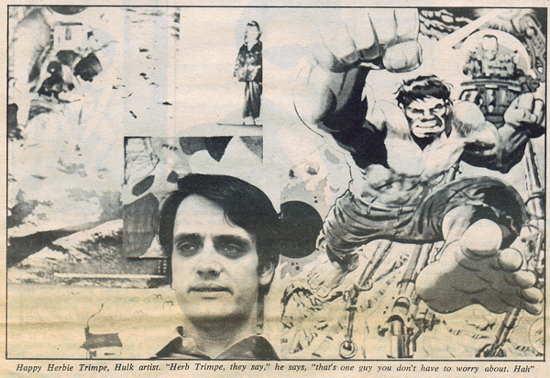 Picture of Herb Trimpe from Rolling Stone 09-16-1971 by D E Leach
