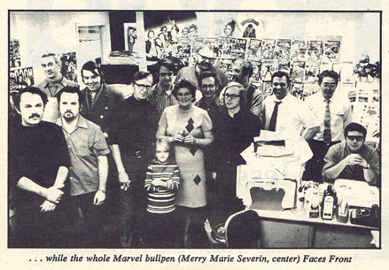 Picture of the Marvel Bullpen by D E Leach from Rolling Stone 09-16-71