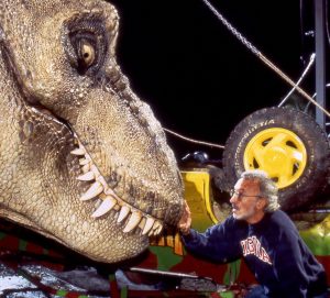 Stan Winston with his T-Rex